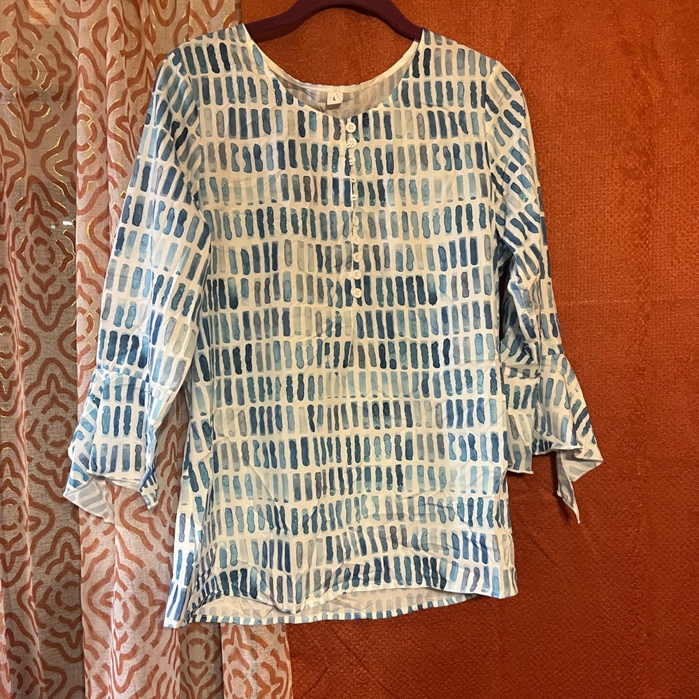 Blue patterned blouse